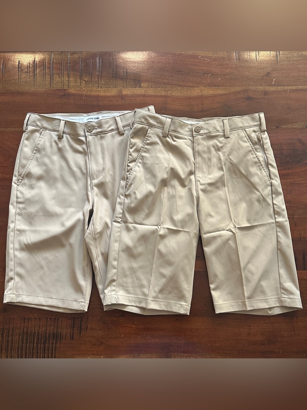 2 pairs of Lands’ End Men's Classic Active Performance 11" Chino Shorts